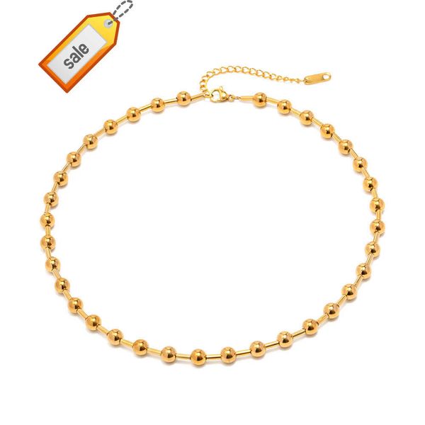 Bijoux minimalistes en acier inoxydable plaqué or 18 carats avec boule ronde et chaîne pour femme