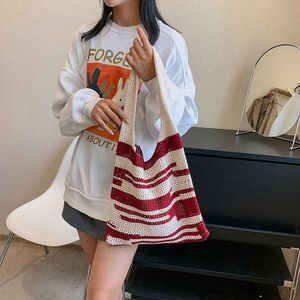 Sac tricoté minimaliste, sac tissé sac fourre-tout japonais coréen sac en laine minimaliste sac à bandoulière Portable pour femmes 240315