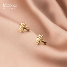 Lettre minimaliste Love 100% 925 Boucles d'oreilles en argent sterling pour femmes Girlfriends Fine Jewelry Design 210707