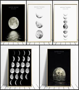 Affiches et imprimés en toile avec Phase de lune, Art mural minimaliste Luna, peinture abstraite, décoration nordique, images, décoration de maison moderne, 9304157