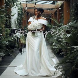 Robe de mariée de sirène minimaliste avec train détachable aux épaules en satin doux nigéria nigéria country Bridal Verstidos civil vestidos de novia 2024 casamento