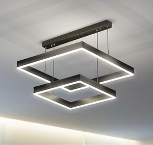 Lámparas de araña LED modernas minimalistas Iluminación para el hogar Anillos de dormitorio cuadrado Techo Montado Estudio Colgante Lámpara