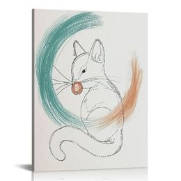 Minimaliste une ligne art coloré chat animal