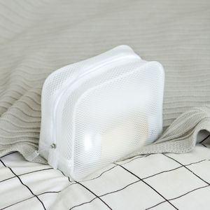 Minimalist Portable Cosmetic Bag Waterproof Zipper Travel Organizer Storage Toiletry Case Fashion Grid Wash Makeup Bags White LJJH11