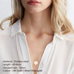 Collier pendentif rond minimaliste pour femmes en acier inoxydable clavicule colliers longue chaîne mode bijoux déclaration fille cadeau