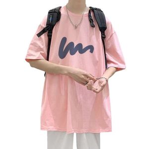 Minimalistisch T-shirt met korte mouwen voor losse trendy letters voor heren, geprinte half mouwen base shirt, knappe casual ronde nek top