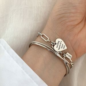 Minimalistische zilveren liefde hart armbanden voor vrouwen nieuwe mode vintage handgemaakte verjaardagsfeestje sieraden geschenken