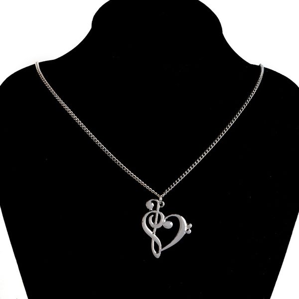 Collar con colgante de nota Musical en forma de corazón hueco, joyería musical minimalista, regalo especial de oro y plata