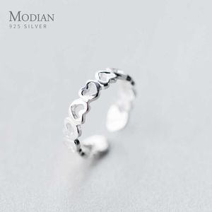 Minimalistische eenvoudige stapelbare hartring voor vrouwen 925 sterling zilver verstelbare gratis maat fijne sieraden 210707
