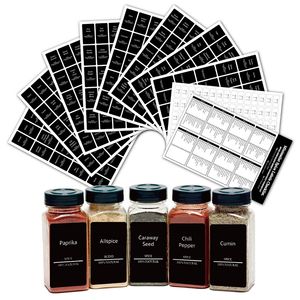 Étiquettes de jar à épices minimalistes Outils Preimprimé Set Texte blanc sur Black Glossy Finition Stickers Herb Stickers Cuisine Jar Organisation