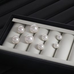Boucles d'oreilles minimalistes en argent S925, aiguille 8mm, 10mm, 12mm, 14mm, boucles d'oreilles en perles d'imitation, boucles d'oreilles de style coréen pour femmes, bijoux de fête de mariage, cadeau de saint-valentin SPC