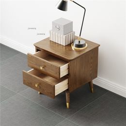 Minimalistische studie Designer lade Nightstanns vaste houten kleedkamer meubels bedkasten moderne slaapkamer opbergkastje h