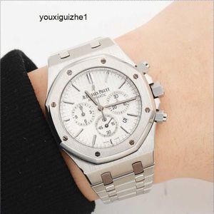 Minimalistisch tactisch polshorloge AP Watch AP Royal Oak Series Silver Disc Automatisch mechanisch herenhorloge 26320ST OO.1220ST.02 complete set