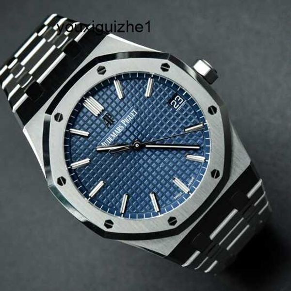 Reloj de pulsera táctico minimalista Reloj AP Reloj para hombre Serie Royal Oak 15500ST Placa azul de acero de precisión 41 mm de diámetro Reloj mecánico automático de ocio para negocios S