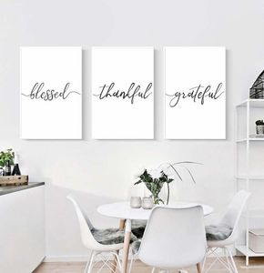 Minimalistische Dankbare Gezegende Termijn Muur Art Canvas Poster Print Quotes brieven Dankbaar Leven Schilderij Foto's Voor Woonkamer Thuis 3944349