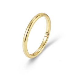 Minimalistischer Damen-einfacher koreanischer glänzender Stapelfingerring aus 925er Sterlingsilber, vergoldet, stapelbar, schlichter Markenring 240103
