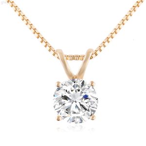 Bijoux fins minimalistes 14k jaune or Gra Gra certifié 8 mm 2ct Solitaire D VVS Moisanite Diamond Pendant Boîte Collier de chaîne