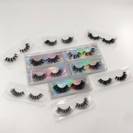 Mink Eyelashes Clear Band Washes Handgemaakte Valse Wimpers 5D Transparante band Volledige strip wimpers met plastic doos