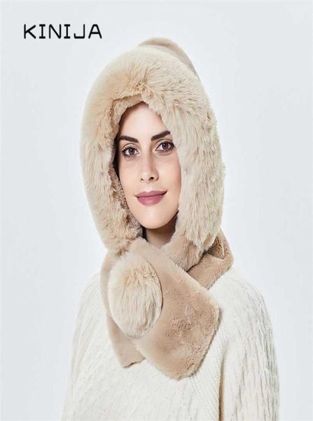 Mink Fur Hat Invierno Mujeres espesas Giras con capucha con capucha al aire libre Gorro a prueba de viento Russia Protección de oído suave Y Gorios 2201078194489