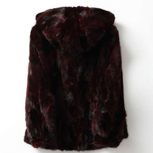 Herbe de vison pour les femmes en automne hiver, manteau de fourrure combiné de nouveau Style à la mode et tendance à capuche 305667