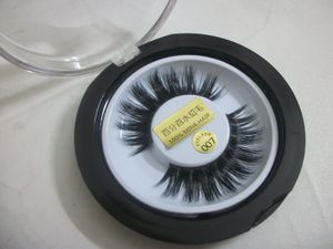 Pestañas postizas de visón 3D 1 par Caja redonda hecha a mano Larga y gruesa Cruz Maquillaje natural Extensión de pestañas postizas para mujer Alta calidad 007