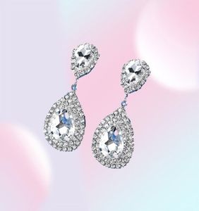 Minmin 6 Kleuren Teardrop Kristallen Lange Oorbellen Zilver Strass Bruids Oorbellen voor Vrouwen Feest Bruiloft Sieraden 2019 EH0037340721