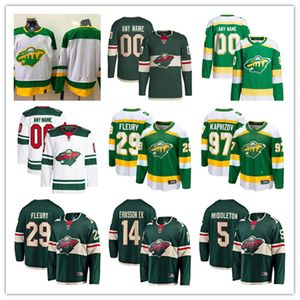 Maillots de hockey sauvage personnalisés du Minnesota 38 Ryan Hartman 36 Mats Zuccarello 5 Jake Middleton 46 Jared Spurgeon 17 Marcus Foligno 25 Jonas Brodin