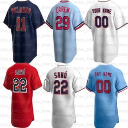 Camisetas de Minnesota 20 Eddie Rosario 24 Josh Donaldson 23 Nelson Cruz 26Max Kepler 25 Byron Buxton