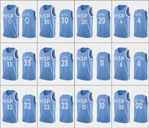 Minnesota''Timberwolves''Men D'Angelo Russell Karl-Anthony Towns Robert Covington Josh Okogie blauwe aangepaste jersey