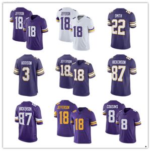 Maillots de football Minnesota''vikings'' 3 Addison 18 Justin Jefferson 4 Dain Cook 22 Harrison Smith 8 Kirk Cousins 7 Patrick Peterson 87 T.J.