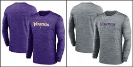 Minnesota''Vikings''Men Heather Grey Sideline Team Velocity Performance T-shirt met lange mouwen