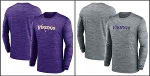 Minnesota''Vikings''Men Heather Grey Sideline Team Velocity Performance T-shirt à manches longues