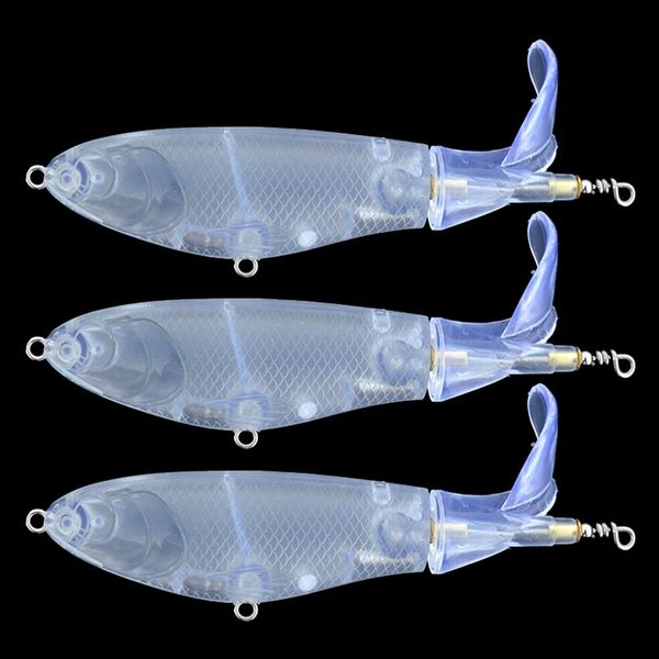 Señuelos de pesca Minnow Blanks 5pcs / lot 10cm 14 8g Cuerpos de señuelos Minnow giratorios sin pintar Plástico transparente DIY Señuelo duro Cebo artificial 2262W