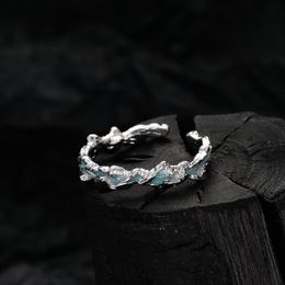 Mint Blue Ice Lake Series Frosted textuur Drop lijmring Sterling Silver S925 Clear High Cold Girls Sieraden Sweet Cool Style