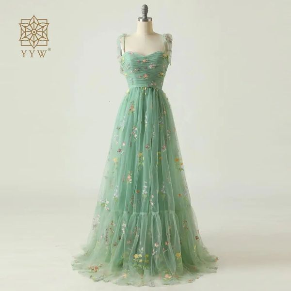 Vert menthe robe de soirée élégante robe de bal bleu bretelles réglables brillant amour Tulle thé longueur fête de mariage robe de remise des diplômes 240201