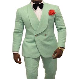 Vert Menthe Hommes Mariage Tuxedos Gaufrage Marié Tuxedos Mode Hommes Blazer 2 Pièce Costume De Bal Dîner Veste Custom MadeJacket Pants224z