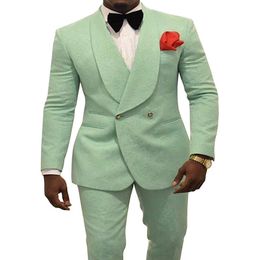 Vert menthe hommes mariage smokings gaufrage marié smokings mode hommes Blazer 2 pièces costume bal dîner veste sur mesure veste pantalon3002