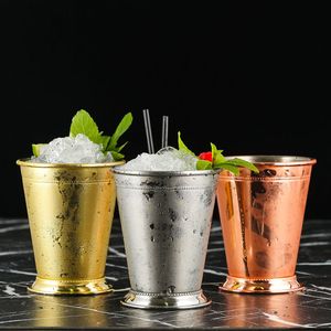 Mint JuleP Cup Metalen Cocktail Mok Drum- Koperplated Bier Cup Roestvrij staal-koper Geplated Cocktail Cup
