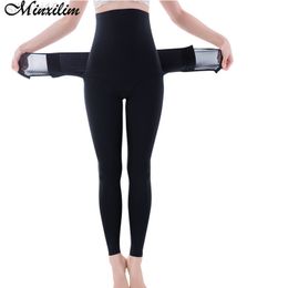 Minxilim adelgazante cintura alta moldeador de cuerpo levantador de glúteos entrenador de cintura deporte ling sexy fajas control bragas moldeado de piernas L220802