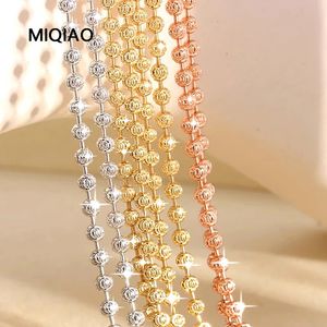 Miqiao 925 Collares italianos de plata esterlina para mujeres Joyas Bola de diamantes Collar femenino Long 40 45 50 55 60cm 240313