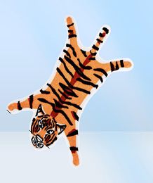 Miracille Cartoon Tiger Imprimé tapis non glissant Animaux de galise pour la maison Mat de porte du salon Absorption d'eau de bain 2102015513141