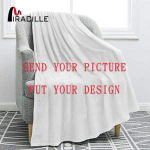 Miracille Couverture en flanelle personnalisée en peluche Couvertures personnalisées pour lits POD Custom DIY Thin Quilt Sofa Cover Drop Shipping LJ200819