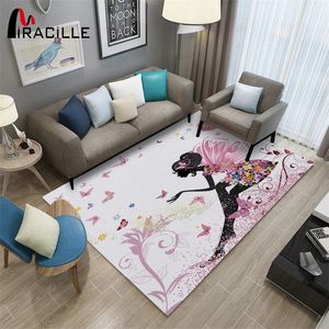 Miracille Fairy Pattern Modern Tapijt voor Meisjes Slaapkamer Decoratie Antislip Play Floor Mat 201214