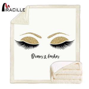 Miracille Lovely Eyelash Blanket Sherpa Fleece Girls Manta de felpa Moda White Gold Couch Microfiber manta 201111