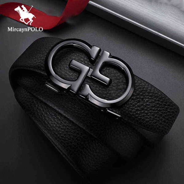 MircaynPOLO Hommes Ceinture Automatique En Alliage De Zinc G Boucle Ceintures De Haute Qualité En Cuir De Vachette Ceinture 2022 De Luxe Marque Mâle Ceinture AA220312