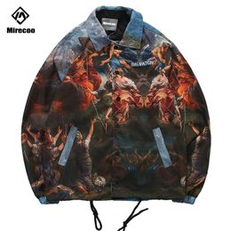 Mirecoo Jacket Men Oil Painting Printed Mens Jacket Hip Hop Wind Breakher Men Coaches Jacket Jacket Geavanceerde Fashion Coat Streetwear 201127