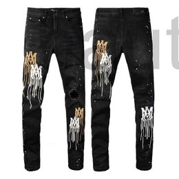 Miri Denim потертые рваные байкерские брюки с вышивкой, крутые брюки в мотоциклетном стиле, трендовые хлопковые брюки высокого качества