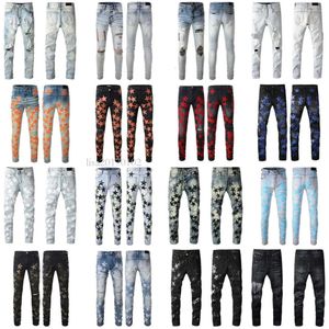 Miri Hoogwaardige modeheren jeans Cool Style Designer Desim Pant Divered gescheurde Biker Black Blue Jean Slim Fit Motorcycle