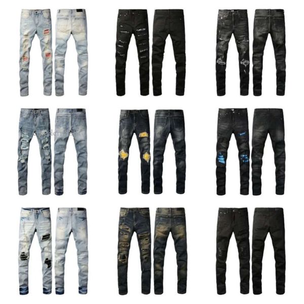 Miri Haute Qualité Mode Hommes Jeans Cool Style Designer Denim Pantalon En Détresse Ripped Biker Noir Bleu Jean Slim Fit Motorc Taille 29-40 Emodern888