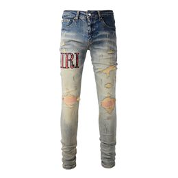 Miri Jeans Diseñador de diseñadores de jeans LOGO LOGO WHITE BLACK ROCK ROCK Revival Pantalones Biker Pants Hombre Pant